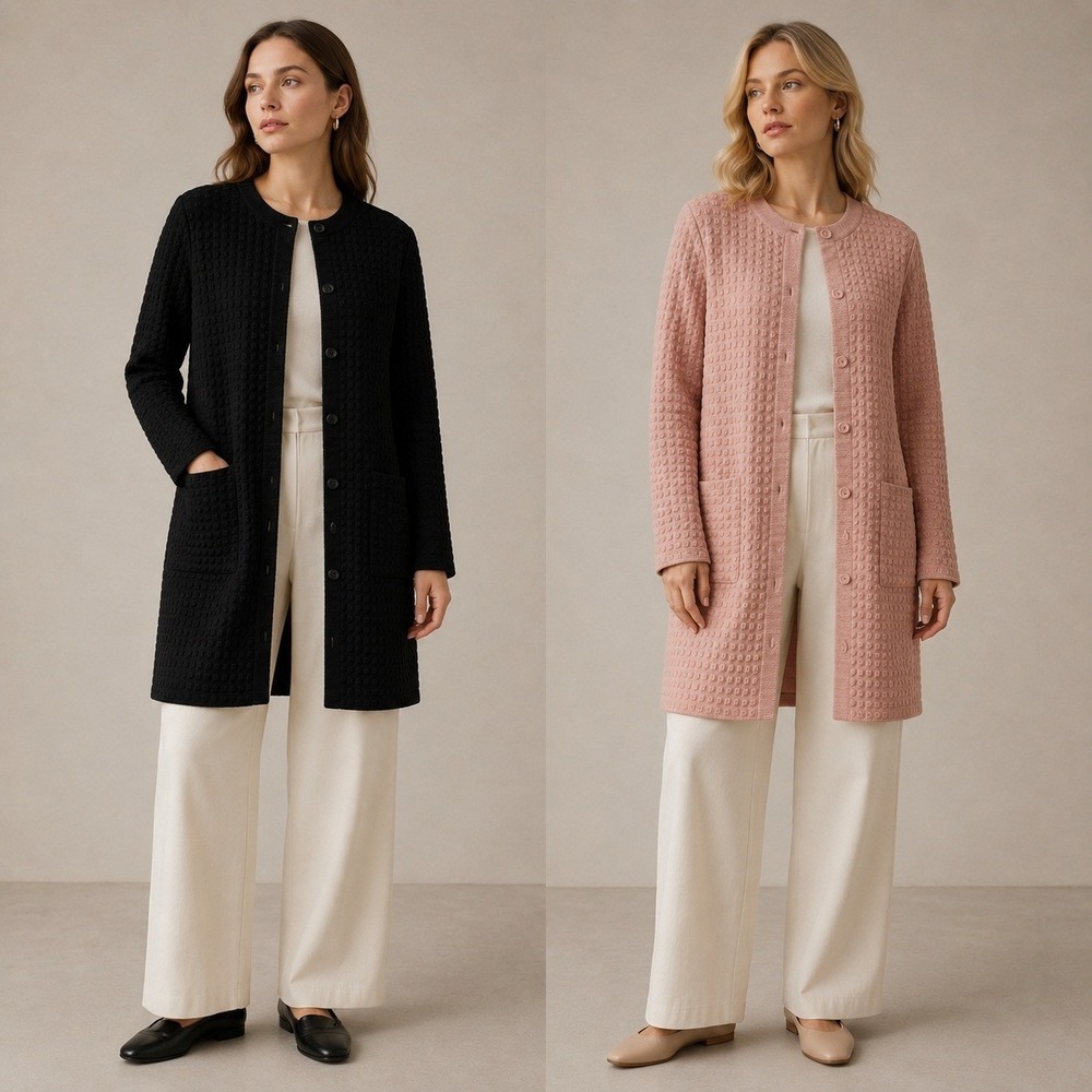 COS Womens XS Textured Knit Coatigan Cardigan‎ Bundle Black Pink Longline Jacket